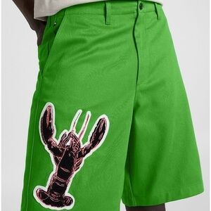NWT Tommy Hilfiger x Andy Warhol Mens Green Bermuda Lobster Shorts Size 36W